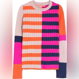 NWOT VILAGALLO Monica Color Block Sweater in Pink Multi